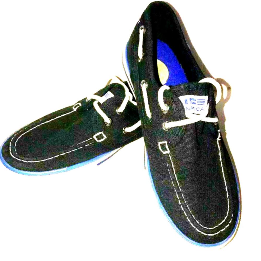 NAUTICA Spinnaker Boys Boat Shoes Youth Size 3 Navy Canvas
